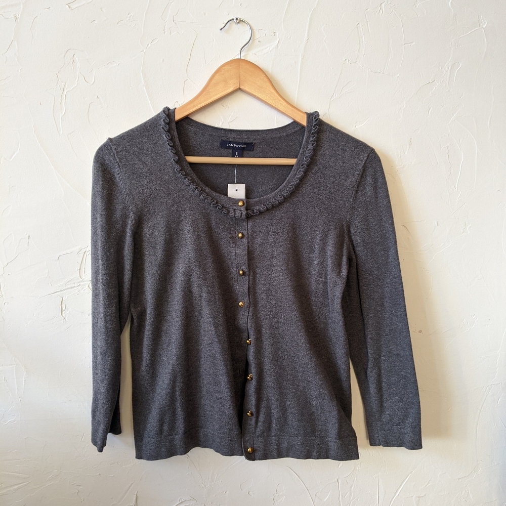 Ruffle Crew Neck Cardigan